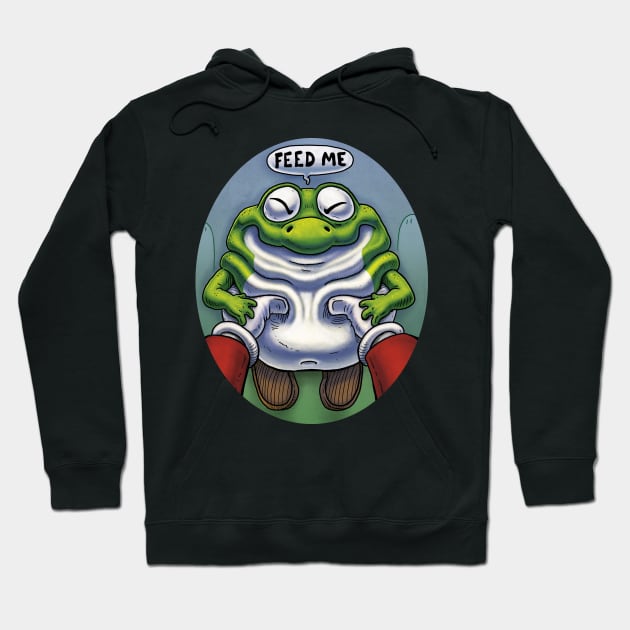 Hungry Baby Dinosaur sidekick. Feed Me. 16bit retro game Dino hero of Dinosaur Land. Hoodie by JENNEX